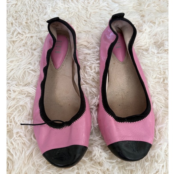 Bloch Ballet Flats Pink Leather Black Cap Toe EU 39 Women's Shoes - Picture 1 of 7